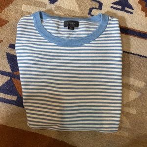 J. Crew Blue and White Stripe Cotton Sweater